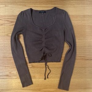 Love Tree Chocolate Long Sleeve slightly cropped Top